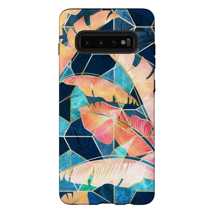 Galaxy S10 plus StrongFit Marbled Topical Sunset by gingerlique