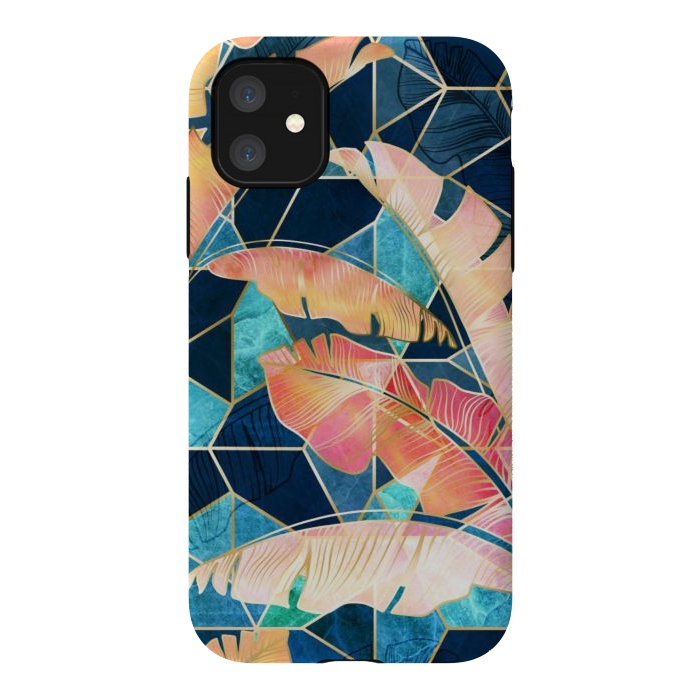 iPhone 11 StrongFit Marbled Topical Sunset by gingerlique