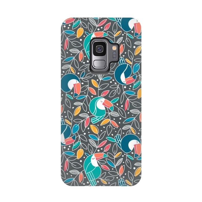 Galaxy S9 StrongFit Tossed Toucan by gingerlique