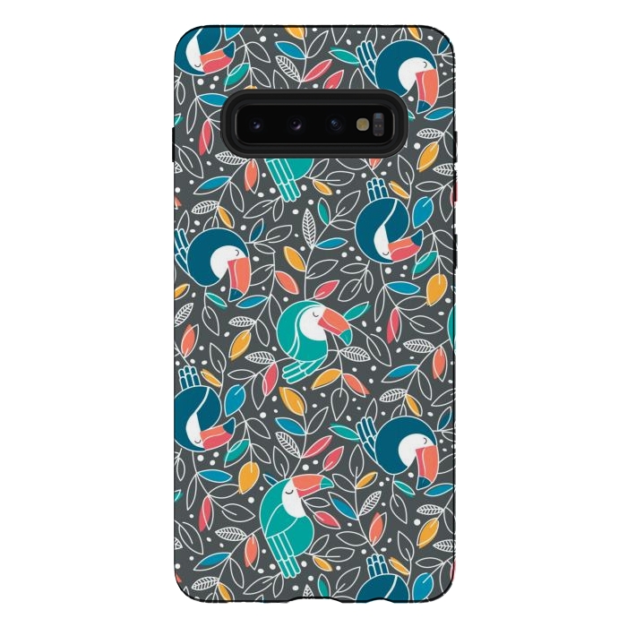 Galaxy S10 plus StrongFit Tossed Toucan by gingerlique