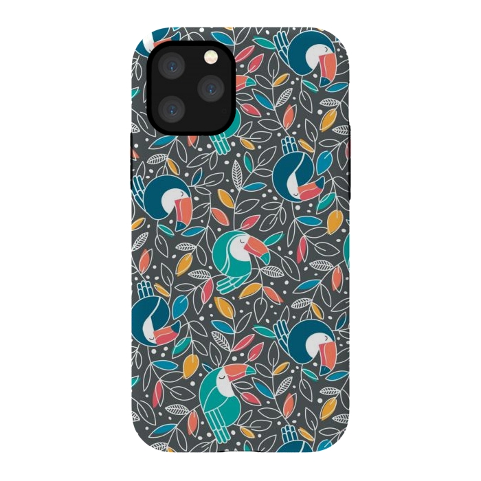 iPhone 11 Pro StrongFit Tossed Toucan by gingerlique