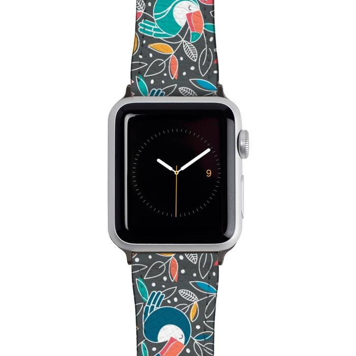 Watch 38mm / 40mm Strap PU leather Tossed Toucan by gingerlique