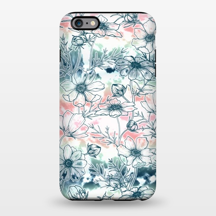 iPhone 6/6s plus StrongFit Fields of Cosmos in Coral, Mint and Navy Tied Dye by gingerlique