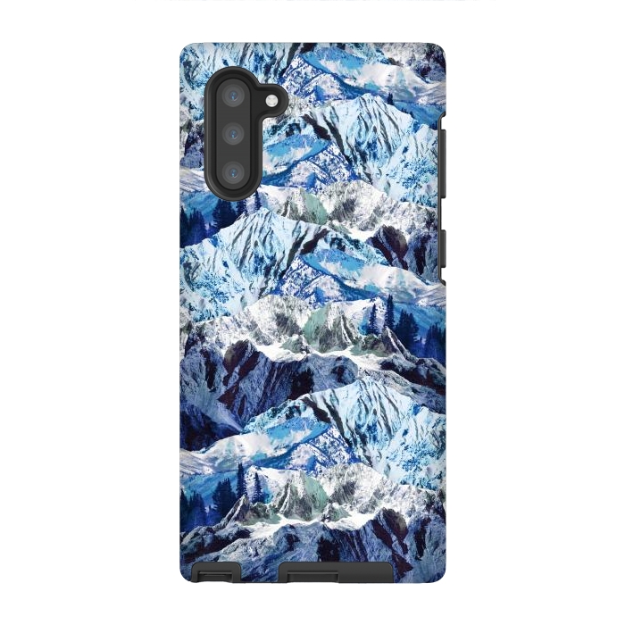 Galaxy Note 10 StrongFit Fantasy mountain landscape blue rock textures by Oana 