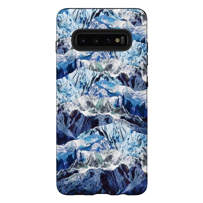 Galaxy S10 plus StrongFit Fantasy mountain landscape blue rock textures by Oana 