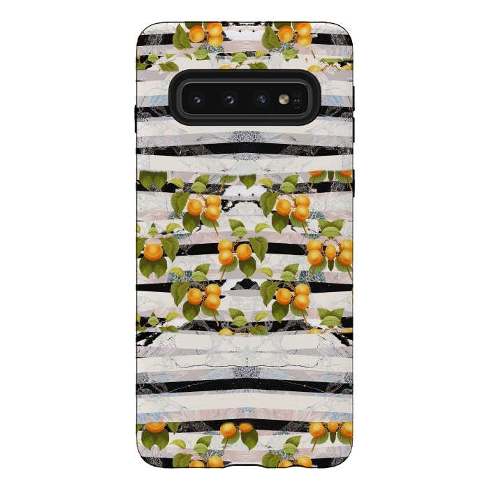 Galaxy S10 StrongFit Colorful peaches and marble stripes by Oana 