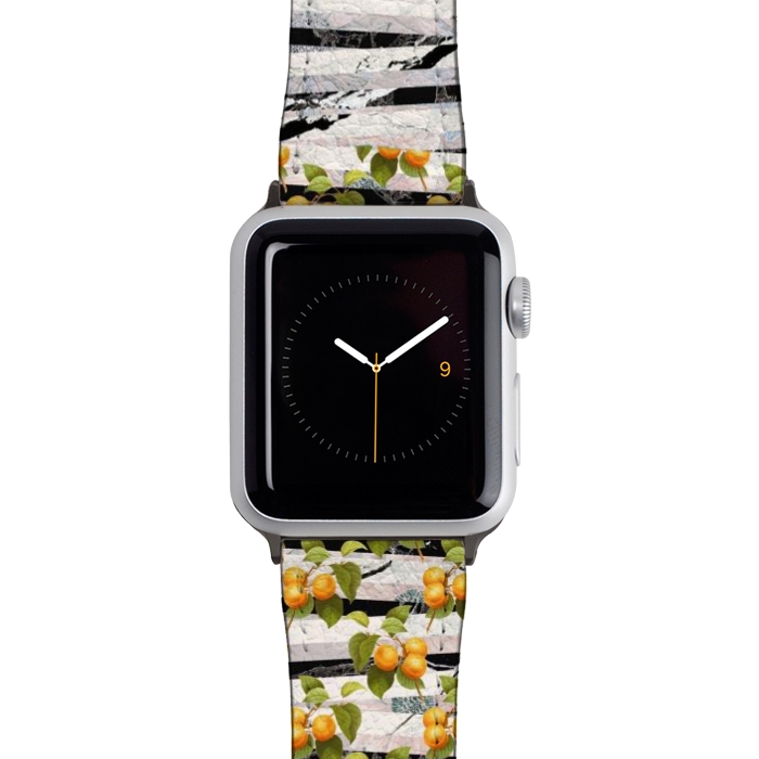 Watch 42mm / 44mm Strap PU leather Colorful peaches and marble stripes by Oana 