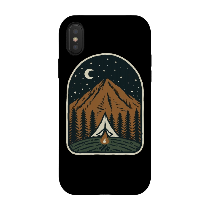 iPhone Xs / X StrongFit Camp Mountain Night by Afif Quilimo