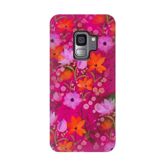 Galaxy S9 StrongFit Floral design watercolour floral bunch abstract design by Josie