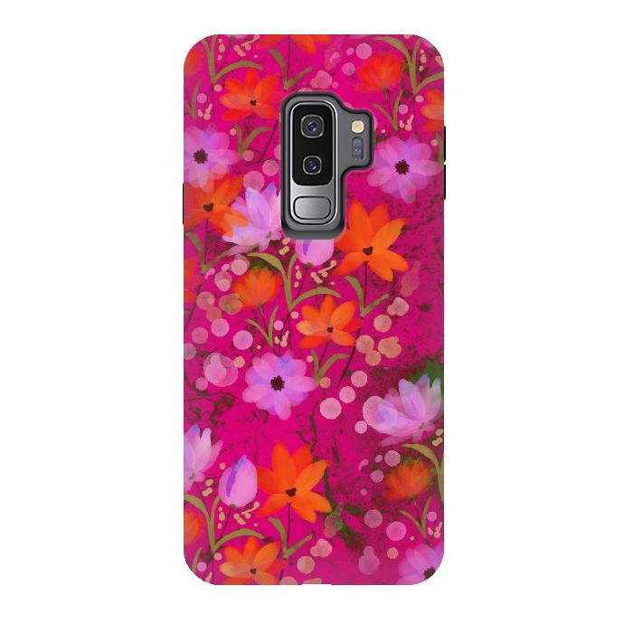 Galaxy S9 plus StrongFit Floral design watercolour floral bunch abstract design by Josie