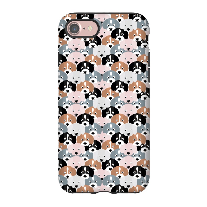 iPhone 7 StrongFit Cute Black Brown Pink Grey Puppy Dogs Illustration by InovArts