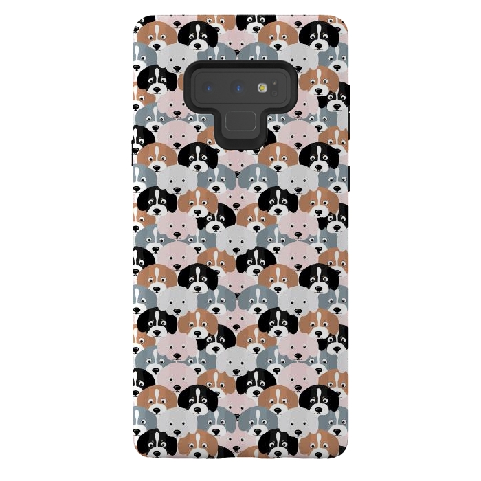 Galaxy Note 9 StrongFit Cute Black Brown Pink Grey Puppy Dogs Illustration by InovArts