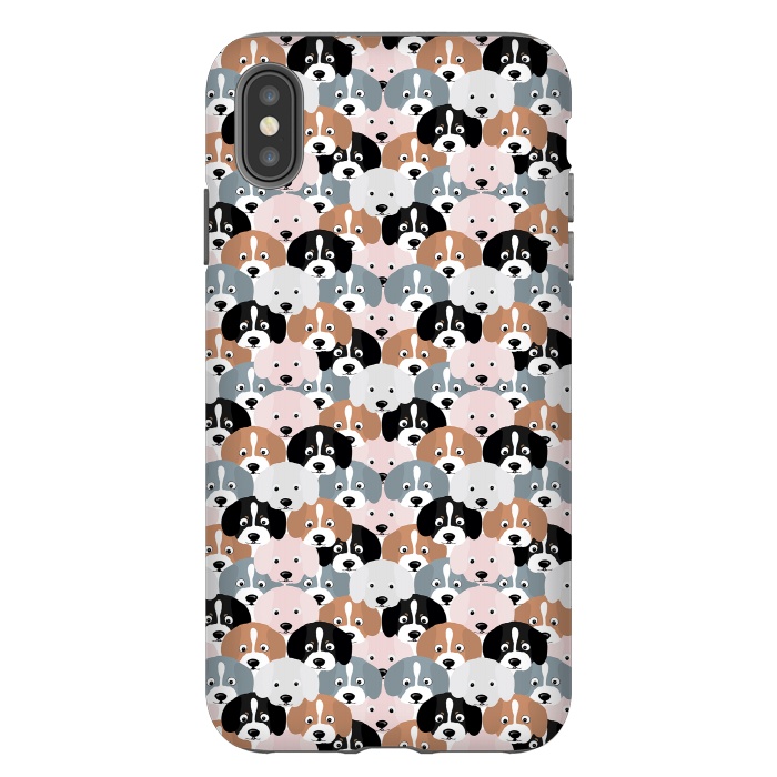 iPhone Xs Max StrongFit Cute Black Brown Pink Grey Puppy Dogs Illustration by InovArts