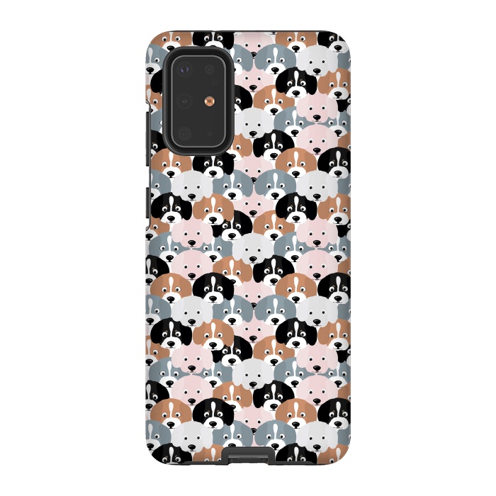 Galaxy S20 Plus StrongFit Cute Black Brown Pink Grey Puppy Dogs Illustration by InovArts