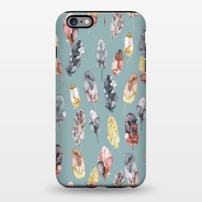 iPhone 6/6s plus StrongFit Boho Feathers Watercolor Yellow by Ninola Design