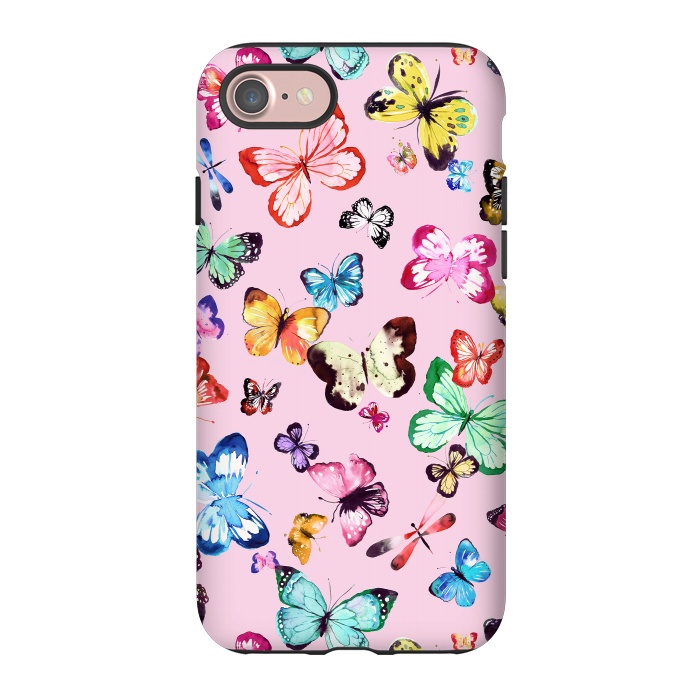 iPhone 7 StrongFit Watercolor Pink Butterflies by Ninola Design