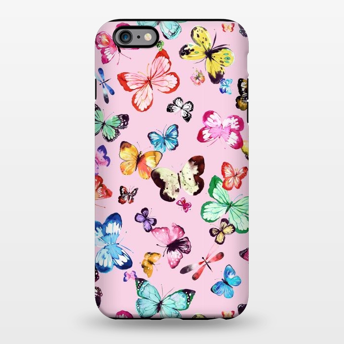 iPhone 6/6s plus StrongFit Watercolor Pink Butterflies by Ninola Design