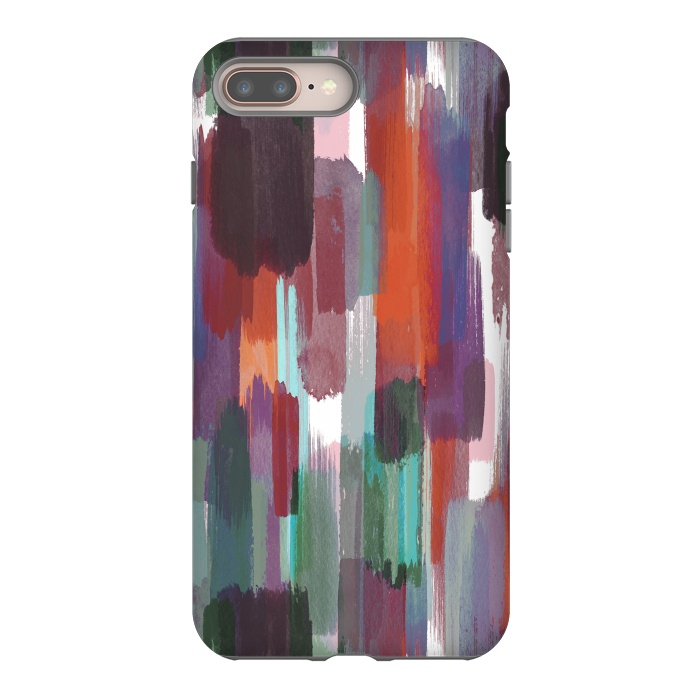 iPhone 7 plus StrongFit Artistic Brushstrokes Orange Green by Ninola Design