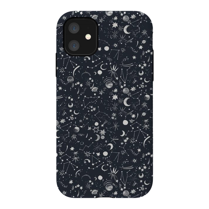 iPhone 11 StrongFit Planets Galaxy Constellations Dark by Ninola Design