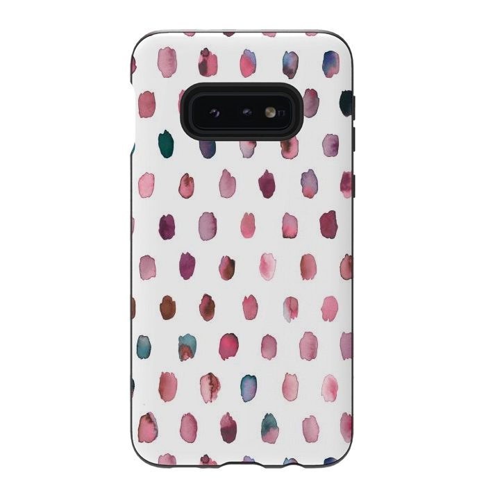 Galaxy S10e StrongFit Artist Palette Pink Dots by Ninola Design