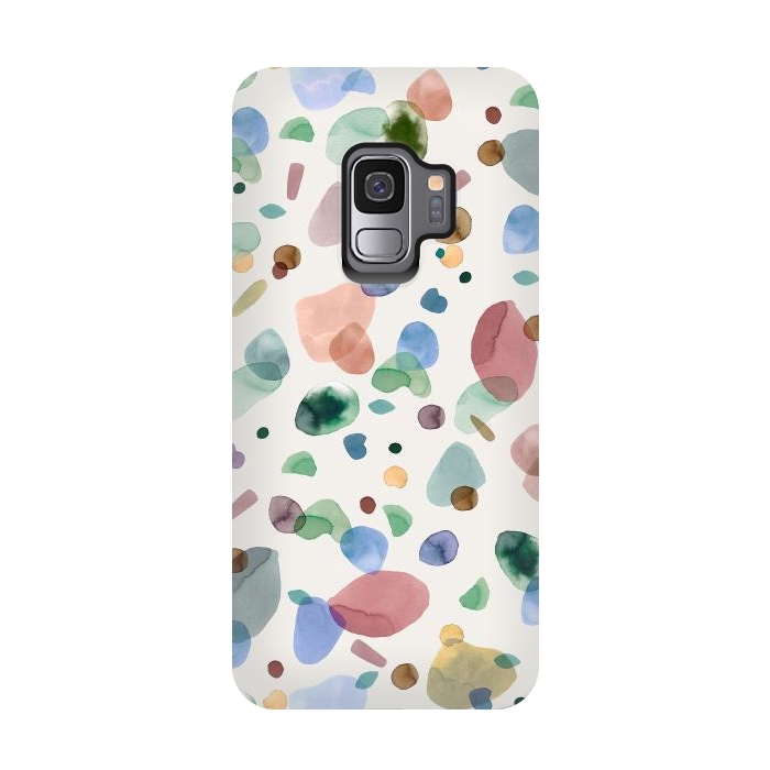 Galaxy S9 StrongFit Pebbles Terrazo Rounded Memphis Multicolored by Ninola Design