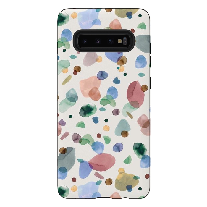 Galaxy S10 plus StrongFit Pebbles Terrazo Rounded Memphis Multicolored by Ninola Design