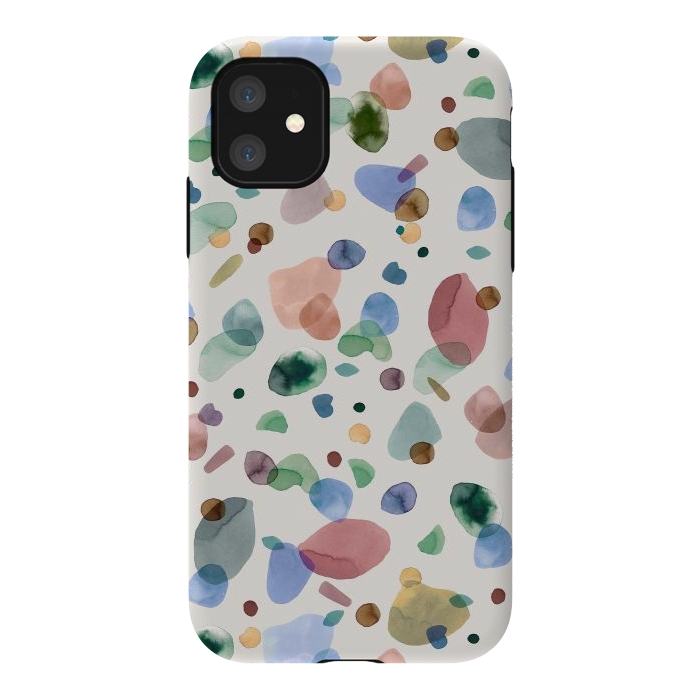 iPhone 11 StrongFit Pebbles Terrazo Rounded Memphis Multicolored by Ninola Design
