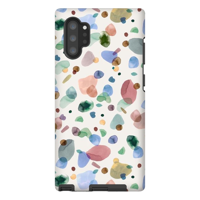 Galaxy Note 10 plus StrongFit Pebbles Terrazo Rounded Memphis Multicolored by Ninola Design