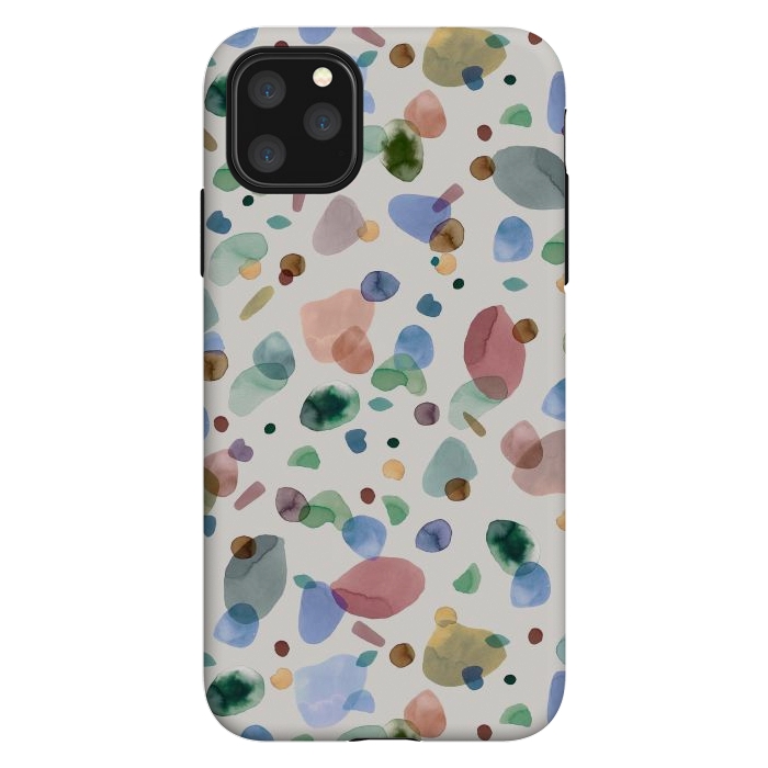 iPhone 11 Pro Max StrongFit Pebbles Terrazo Rounded Memphis Multicolored by Ninola Design