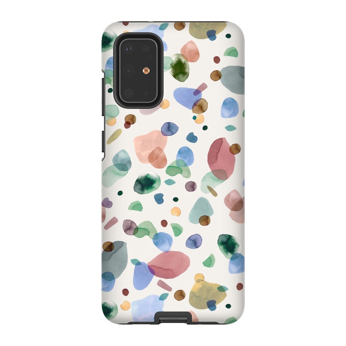 Galaxy S20 Plus StrongFit Pebbles Terrazo Rounded Memphis Multicolored by Ninola Design