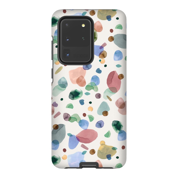 Galaxy S20 Ultra StrongFit Pebbles Terrazo Rounded Memphis Multicolored by Ninola Design
