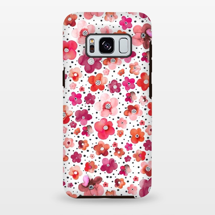 Galaxy S8 plus StrongFit Beautiful Naive Coral Flowers Dots by Ninola Design