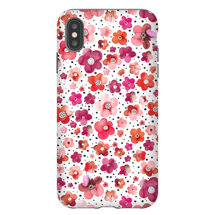 iPhone Xs Max StrongFit Beautiful Naive Coral Flowers Dots by Ninola Design