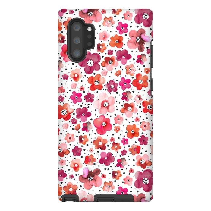 Galaxy Note 10 plus StrongFit Beautiful Naive Coral Flowers Dots by Ninola Design