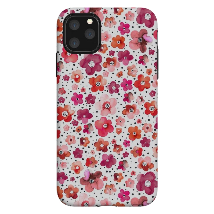 iPhone 11 Pro Max StrongFit Beautiful Naive Coral Flowers Dots by Ninola Design