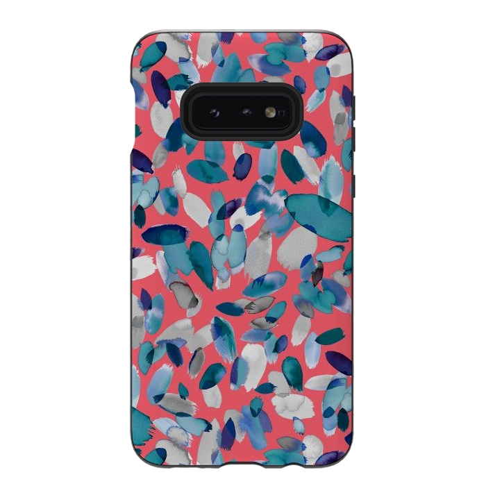 Galaxy S10e StrongFit Abstract Petal Stains Colorful Red Blue by Ninola Design