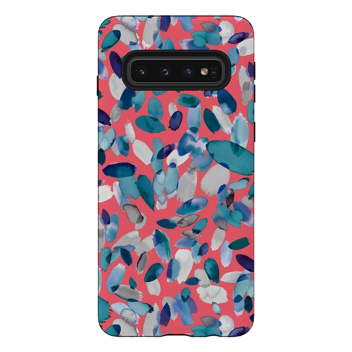 Galaxy S10 StrongFit Abstract Petal Stains Colorful Red Blue by Ninola Design