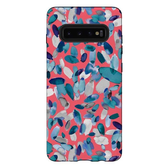 Galaxy S10 plus StrongFit Abstract Petal Stains Colorful Red Blue by Ninola Design
