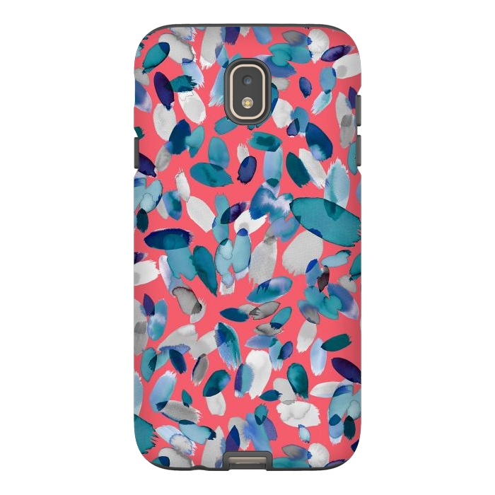 Galaxy J7 StrongFit Abstract Petal Stains Colorful Red Blue by Ninola Design