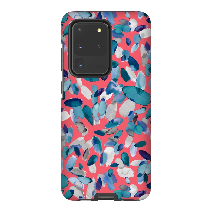 Galaxy S20 Ultra StrongFit Abstract Petal Stains Colorful Red Blue by Ninola Design