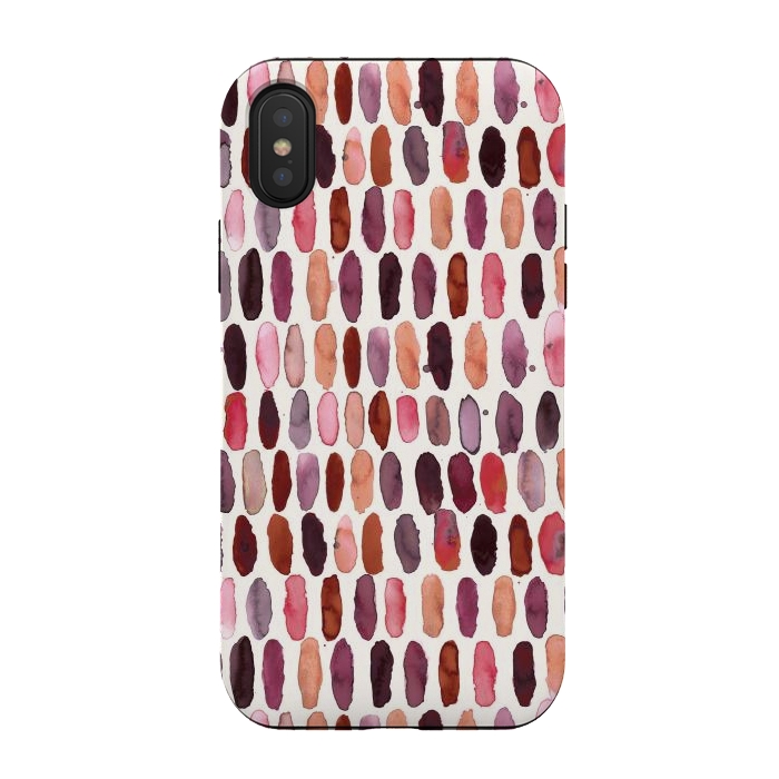 iPhone Xs / X StrongFit Pills Watercolor Dots Pink Orange Coral by Ninola Design