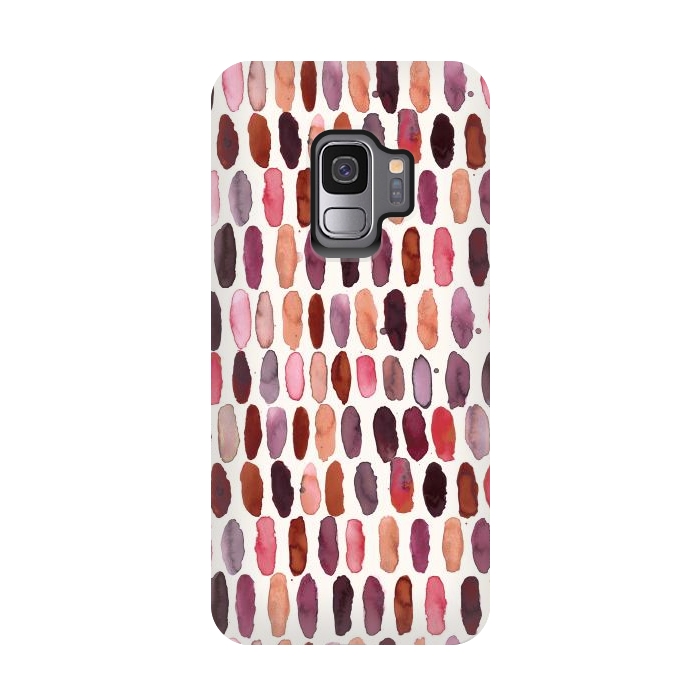 Galaxy S9 StrongFit Pills Watercolor Dots Pink Orange Coral by Ninola Design