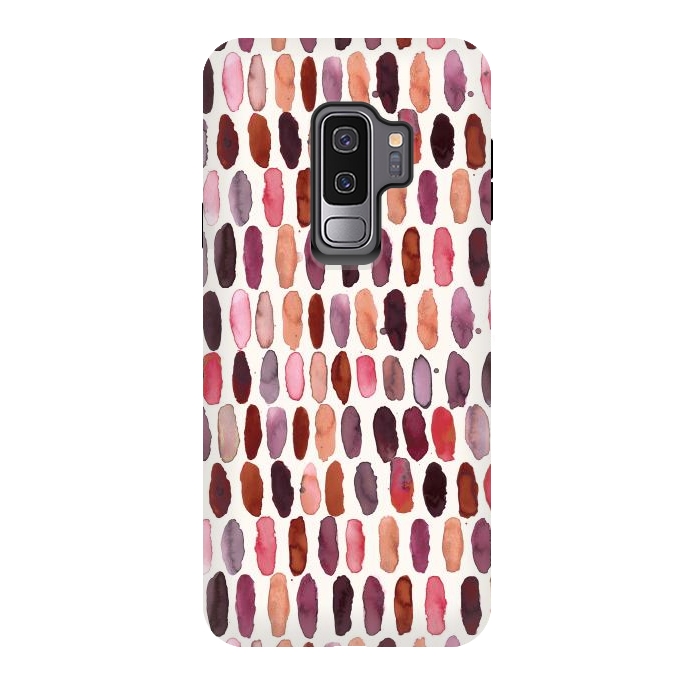 Galaxy S9 plus StrongFit Pills Watercolor Dots Pink Orange Coral by Ninola Design