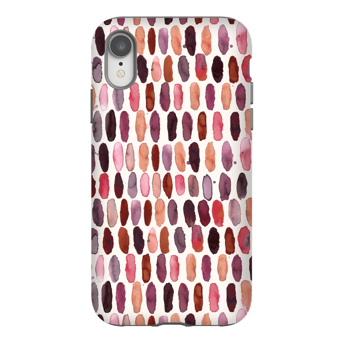 iPhone Xr StrongFit Pills Watercolor Dots Pink Orange Coral by Ninola Design