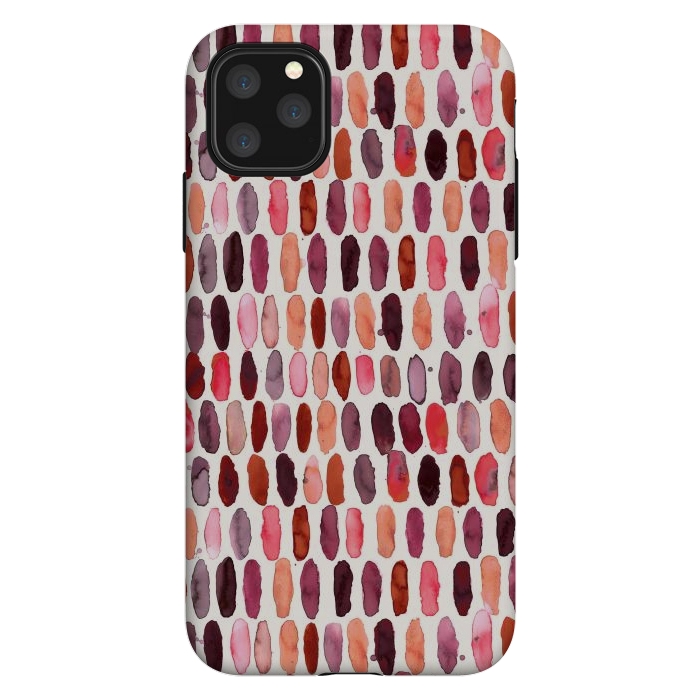 iPhone 11 Pro Max StrongFit Pills Watercolor Dots Pink Orange Coral by Ninola Design