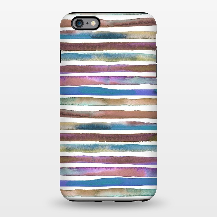 iPhone 6/6s plus StrongFit Geometric Watercolor Lines and Stripes Purple Gold by Ninola Design