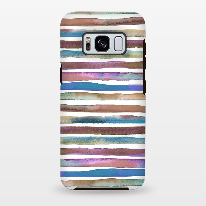 Galaxy S8 plus StrongFit Geometric Watercolor Lines and Stripes Purple Gold by Ninola Design