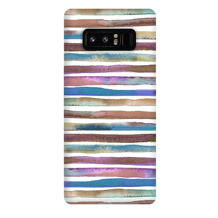Galaxy Note 8 StrongFit Geometric Watercolor Lines and Stripes Purple Gold by Ninola Design