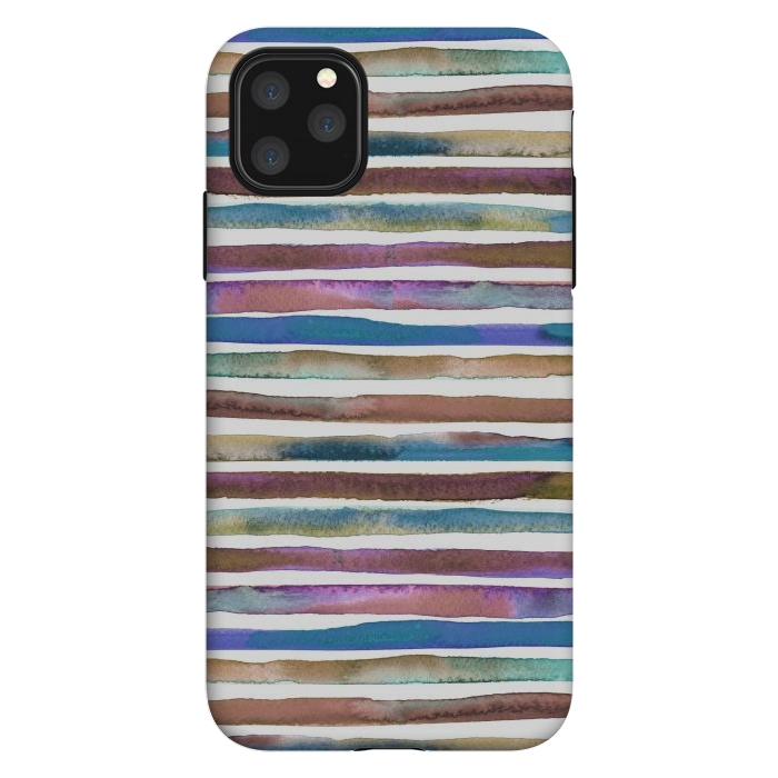 iPhone 11 Pro Max StrongFit Geometric Watercolor Lines and Stripes Purple Gold by Ninola Design