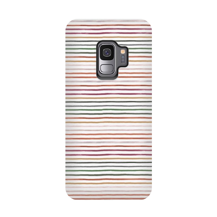 Galaxy S9 StrongFit Marker Stripes and Lines Orange Green by Ninola Design